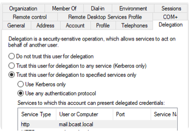 Настройка Kerberos Constrained Delegation